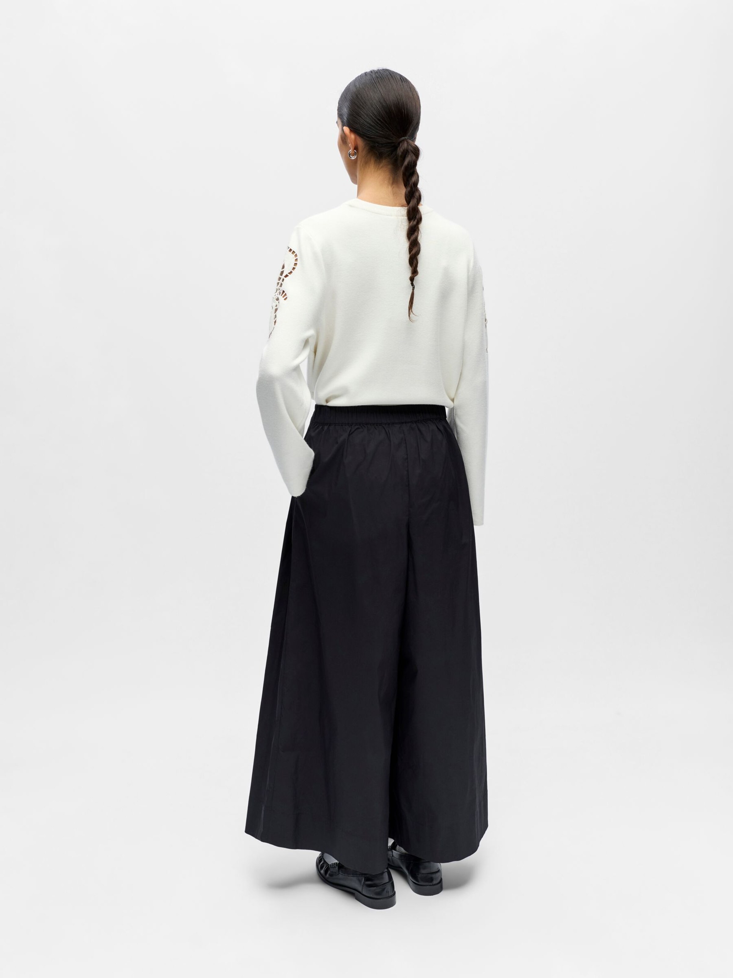 OBJECT Wide leg Pleat-Front Pants 'OBJPaige' in Black | ABOUT YOU