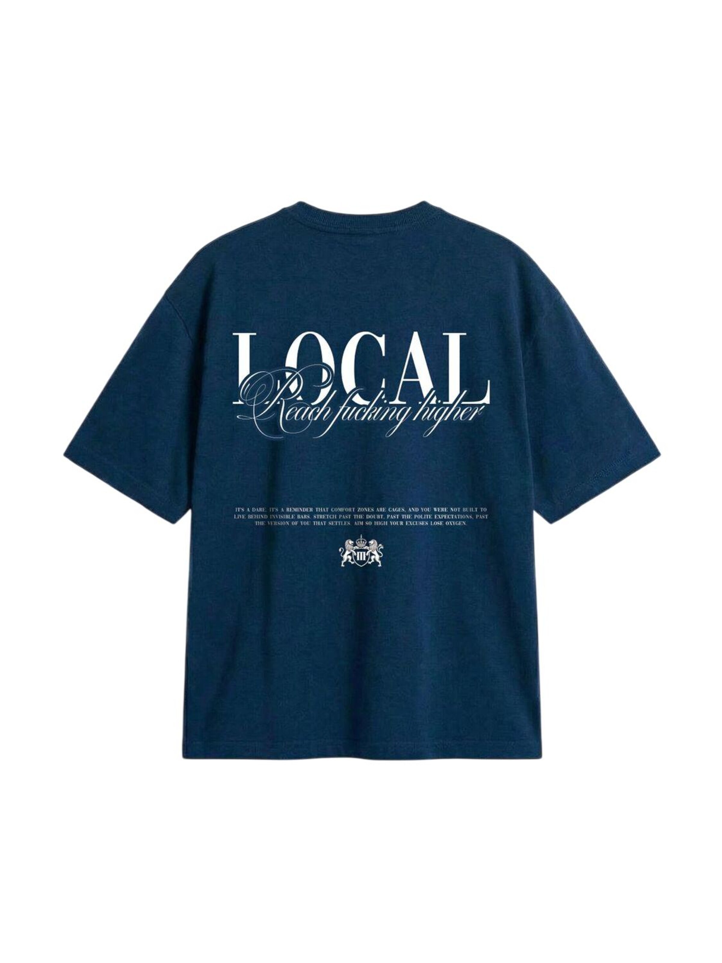 Kleidermafia T-shirt 'Oversize Local T-shirt - Navy Peony' i blå: framsida