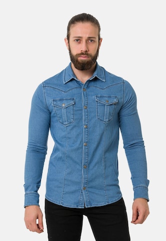 CIPO & BAXX Regular fit Overhemd in Blauw: voorkant
