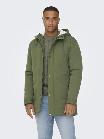 Parka de primăvară-toamnă 'Alexander' de la Only & Sons pe verde: față