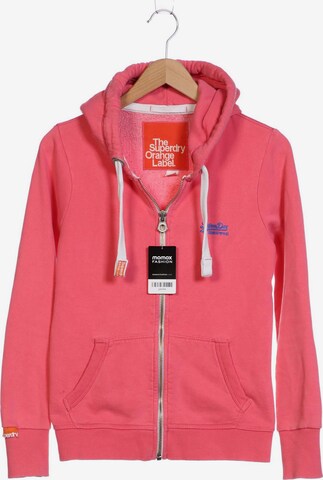 Superdry Sweatshirt & Zip-Up Hoodie in S in Pink: front