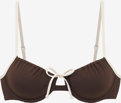 Sutien costum de baie 'Mix-Kini' pe 75/F Copenhagen Studios pe maro închis / alb lână, Vizualizare produs