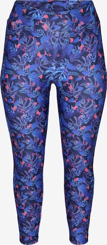 Active by Zizzi Skinny Workout Pants 'AJIA' in Blue: front