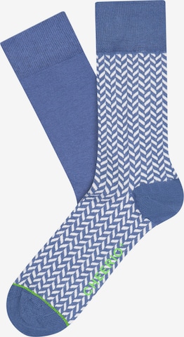 CHEERIO* Къси чорапи 'HERRINGBONE HOMIE' в синьо: отпред