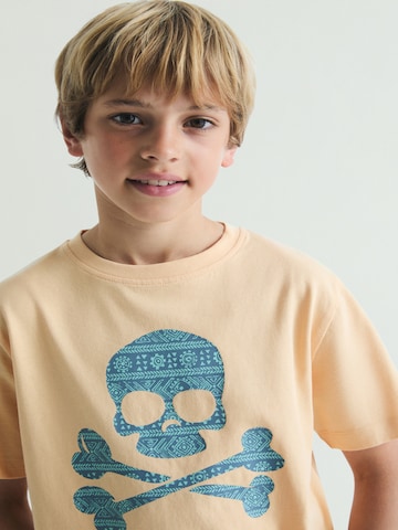 Scalpers Majica 'Ikat Skull' | oranžna barva