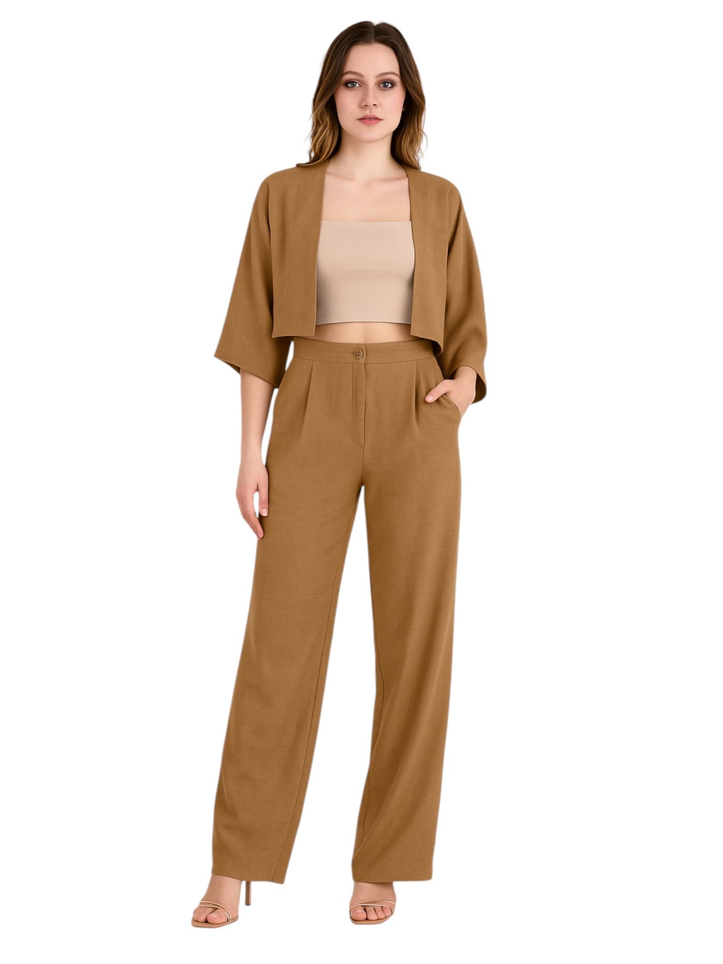 fashionshowcase Wide leg Broek 'LIRIN' in Bruin