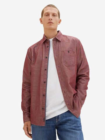 TOM TAILOR Regular fit Button Up Shirt in Red