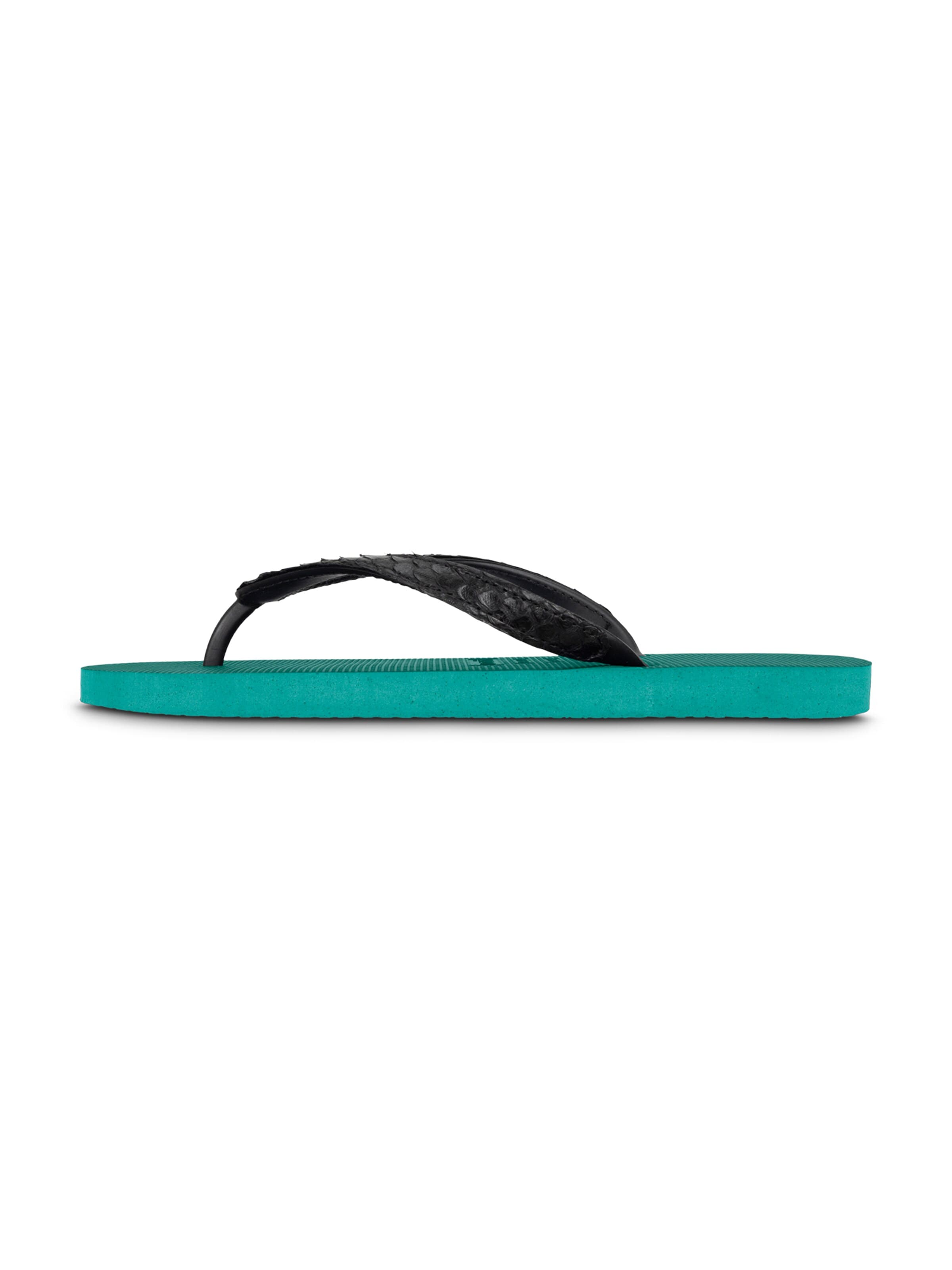 Uzurii Luxury Footwear T-Bar Sandals 'Python' in Green: front