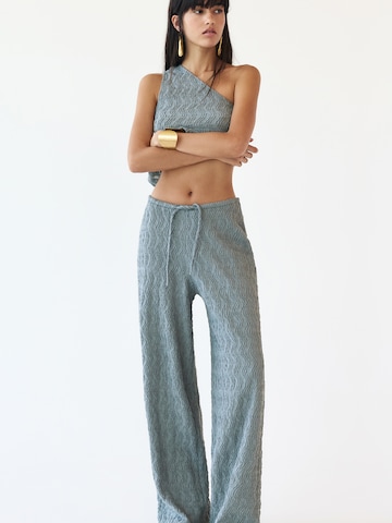 Pull&Bear Wide Leg Hose in Blau