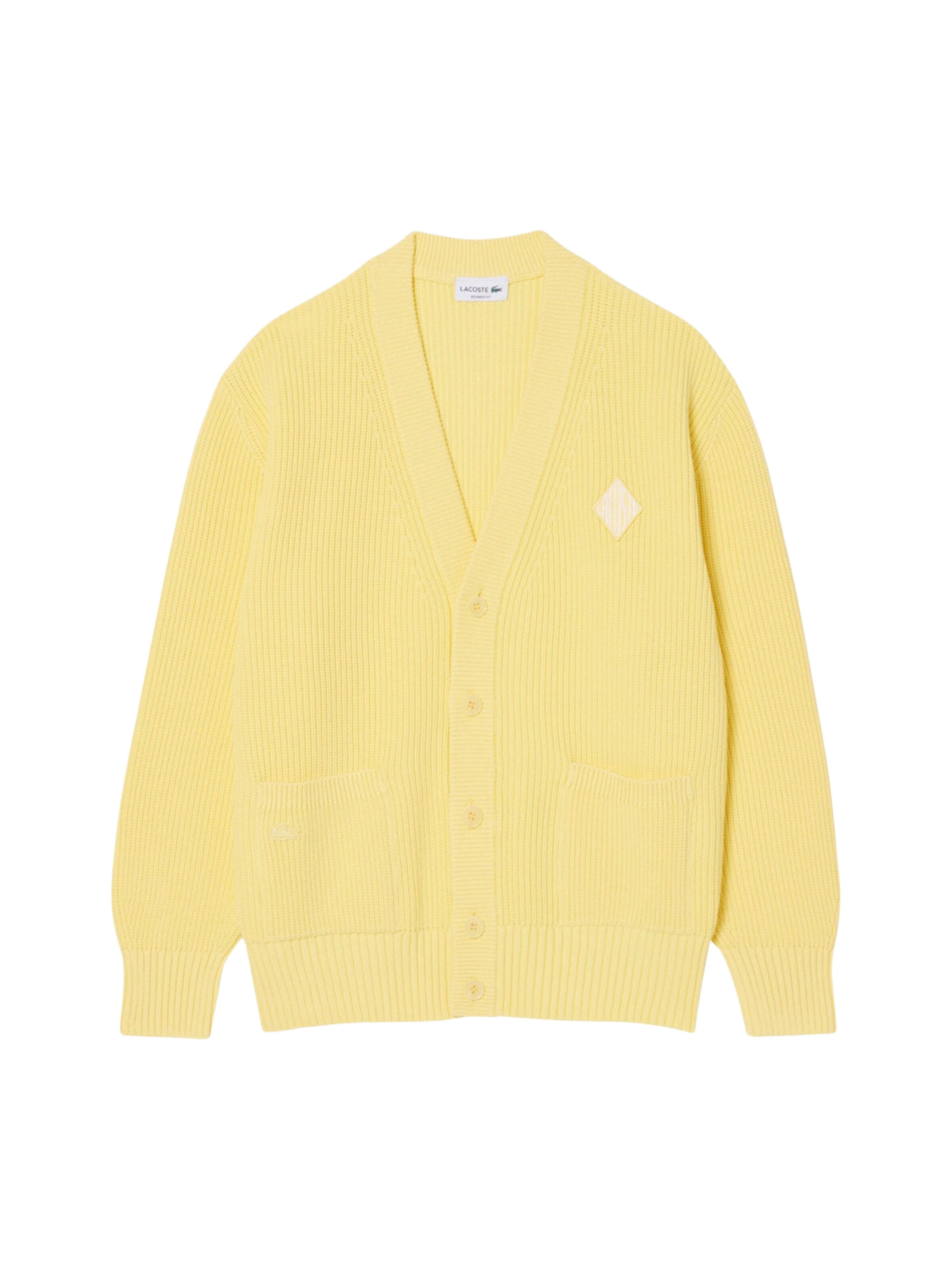 LACOSTE - Casaco de malha em amarelo: frente