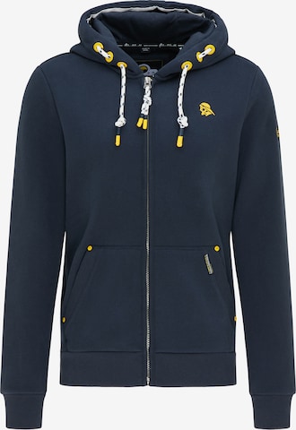 Schmuddelwedda Zip-Up Hoodie in Blue: front