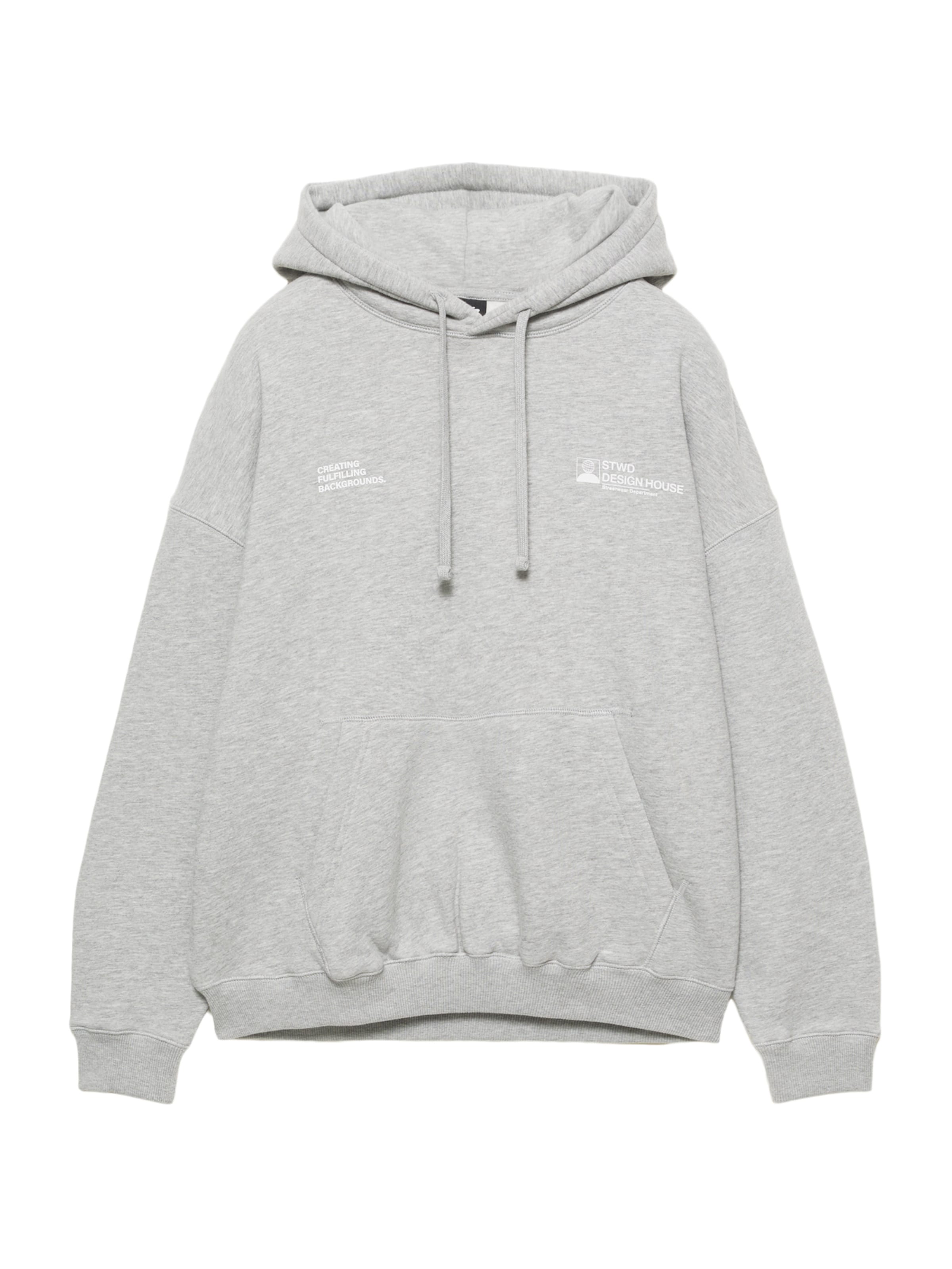 Pull&Bear Sweatshirt 'STWD CIRCA ART' in de kleur Grijs / Wit, Productweergave