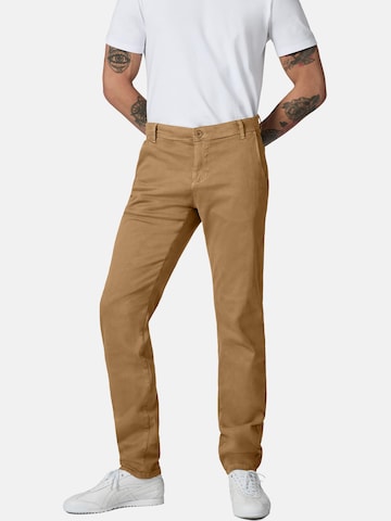 Coupe slim Pantalon chino 'Solon' Peak Time en marron : devant