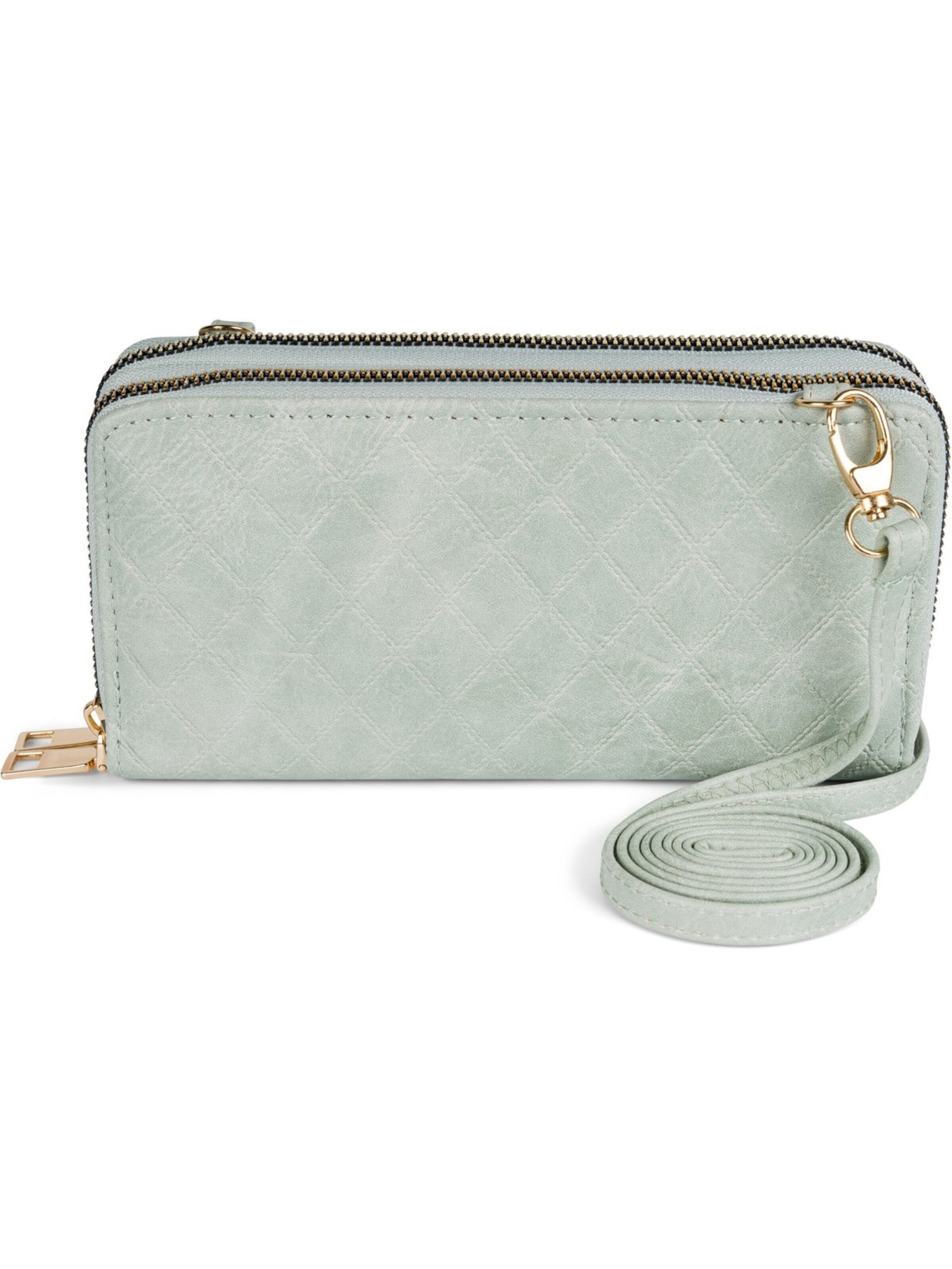 styleBREAKER Crossbody bag '2 in 1 Umhängetasche - Geldbörse Rauten' in Green: front