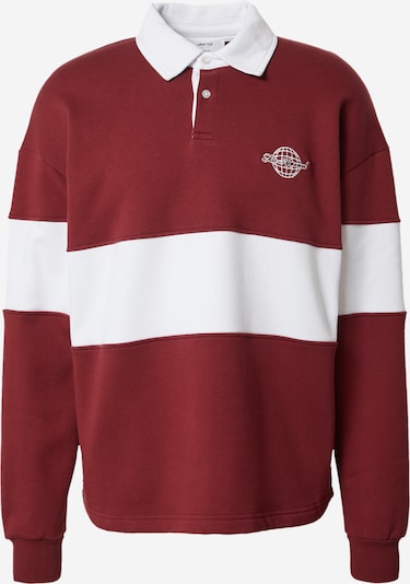 DAN FOX APPAREL Sweatshirt 'Samir' em vermelho escuro / branco, Vista do produto