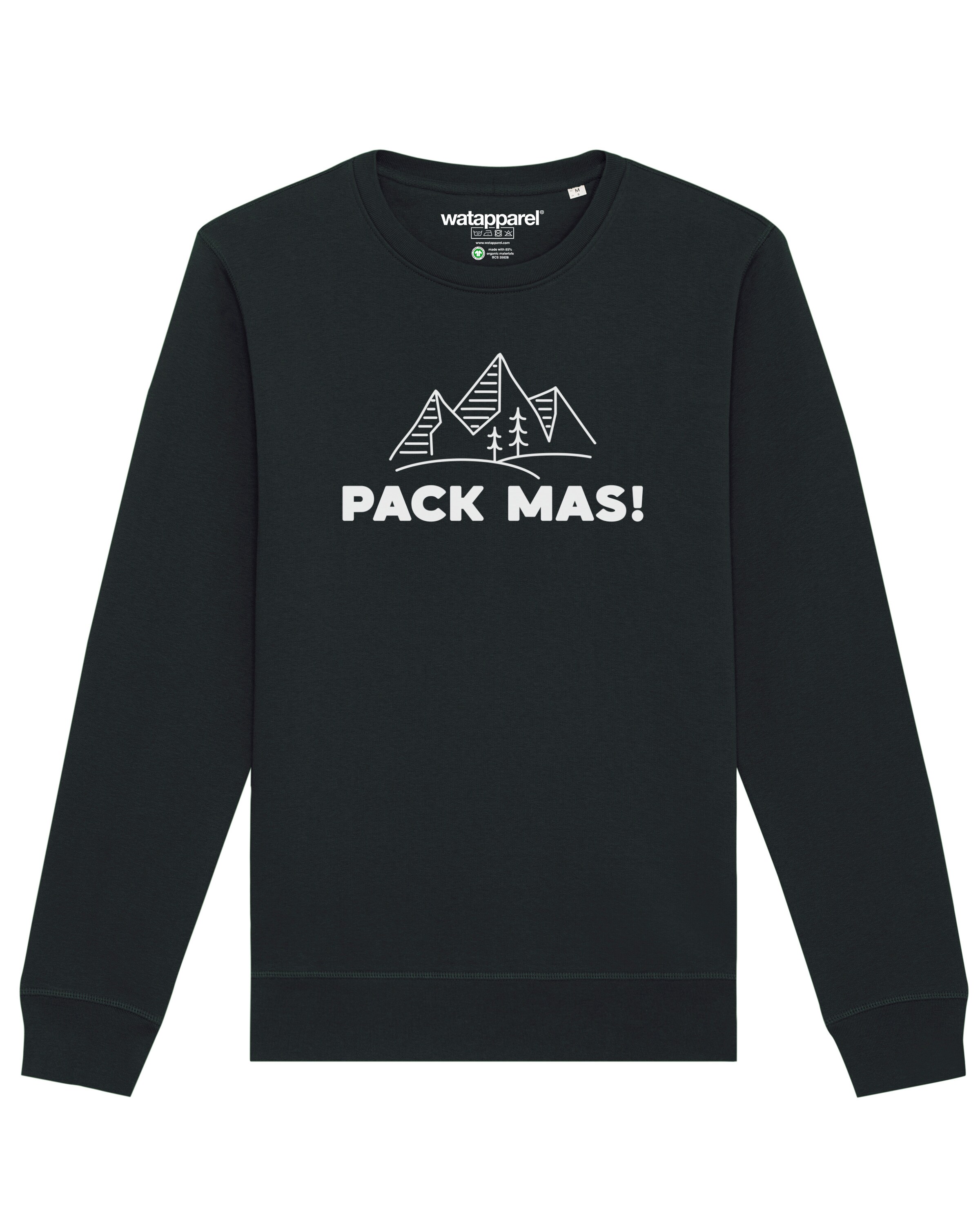 Felpa 'Pack mas!' di Watapparel in nero: frontale