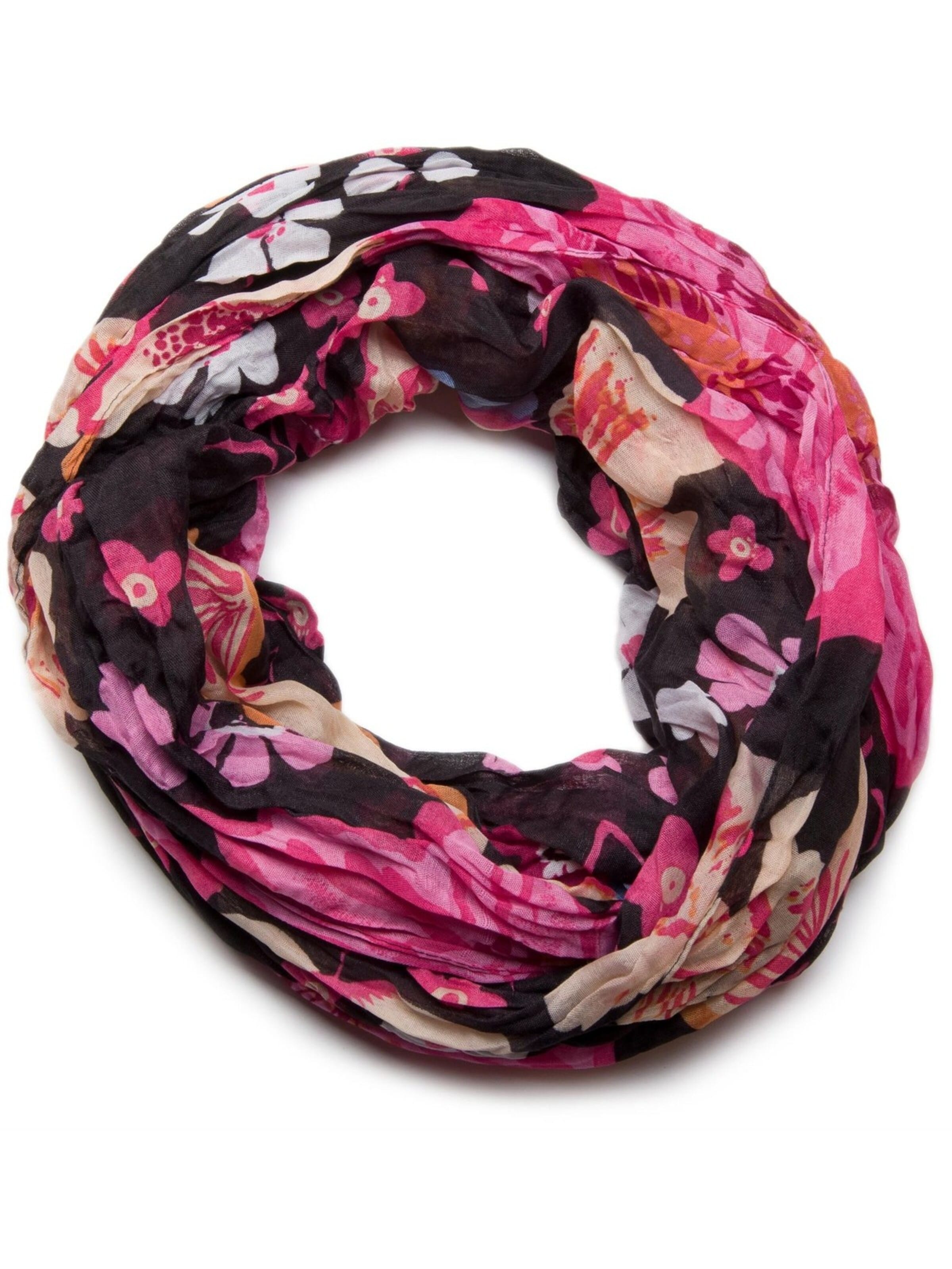 styleBREAKER Schlauchschal 'Loop mit Blumen Allover Print'‌‌‌‌‌‌ in Schwarz: Vorderseite