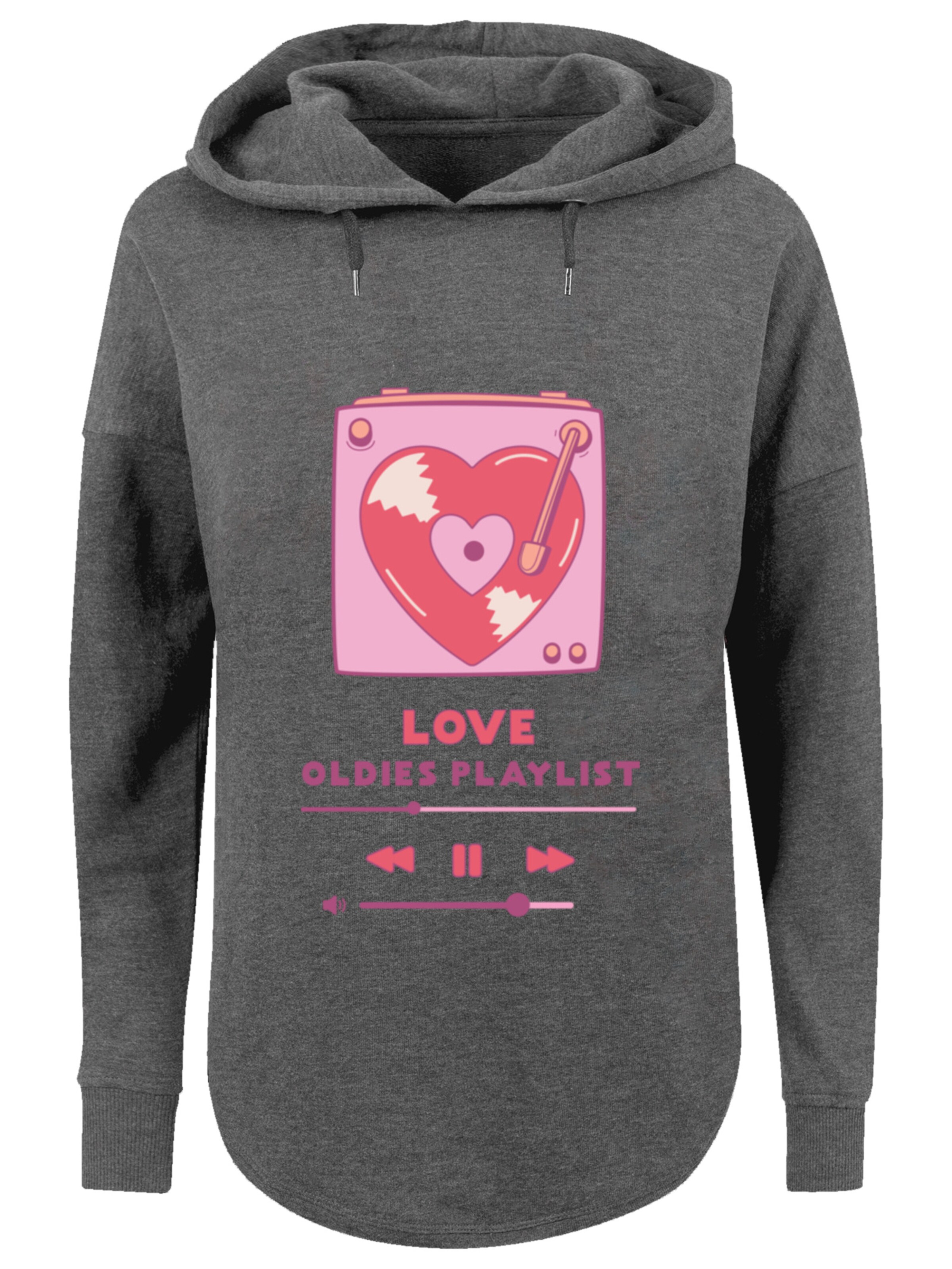 F4NT4STIC Sweatshirt 'Love Oldies Playlist  Valentinstag' in Grey: front