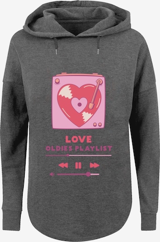 F4NT4STIC Sweatshirt 'Love Oldies Playlist Valentinstag' in Grey: front