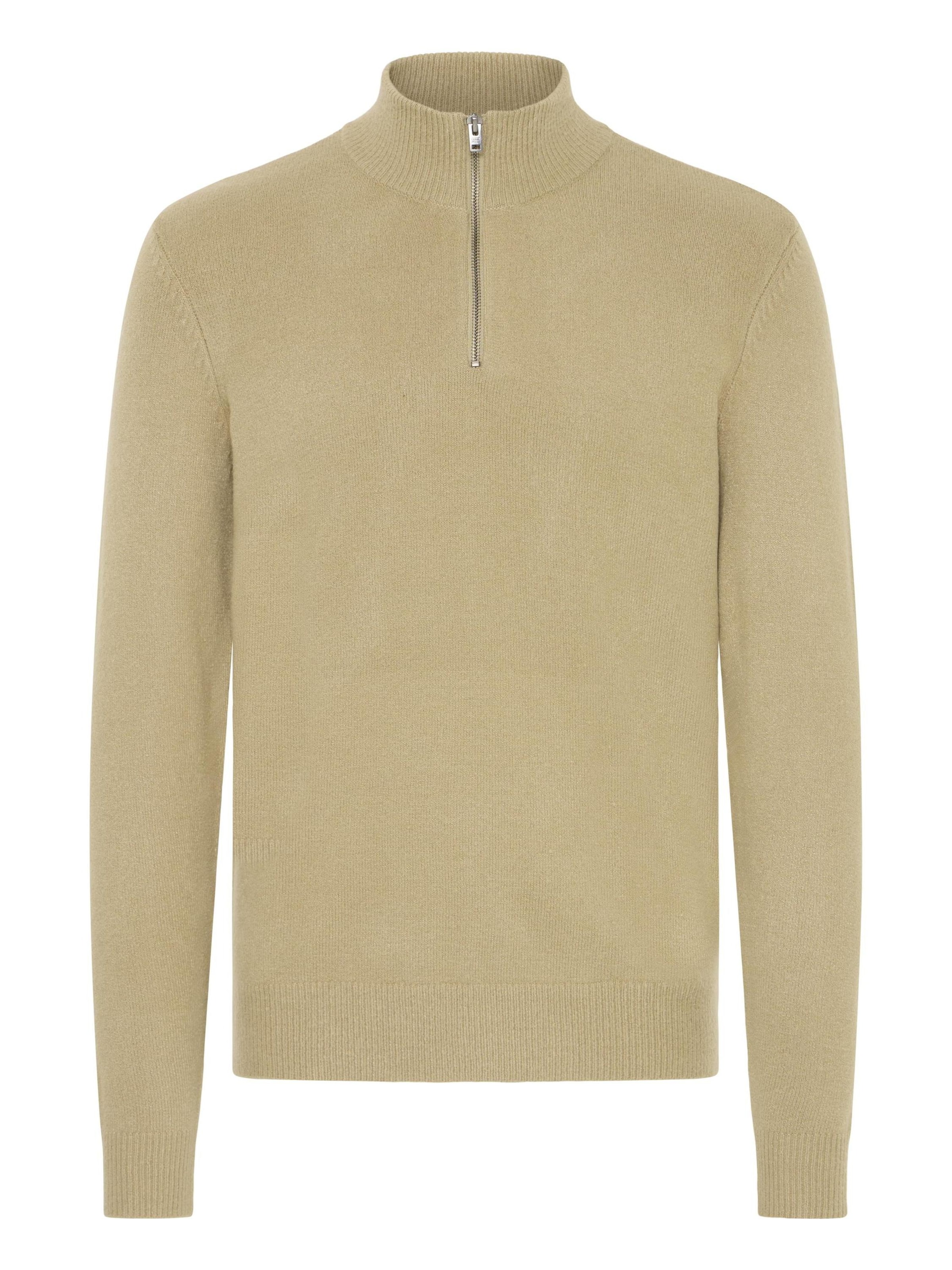 Casual Friday - Jersey ' CFHEINE halfzip ' en beige: frente