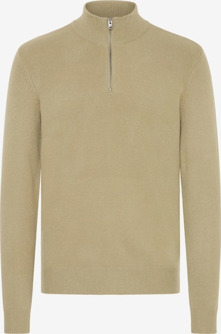 Casual Friday Sweater ' CFHEINE halfzip ' in Beige: front