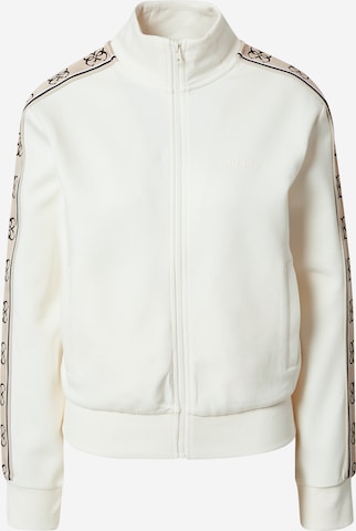 GUESS Athletic Zip-Up Hoodie 'Britney' in White: front