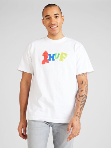 HUF T-Shirt 'Claytime' in Weiß: Vorderseite