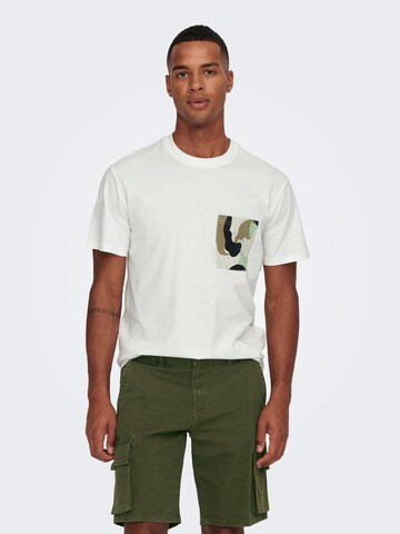 T-Shirt 'Harper' Only & Sons en blanc : devant