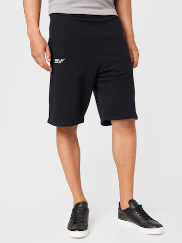 REPLAY Trousers in Black: front