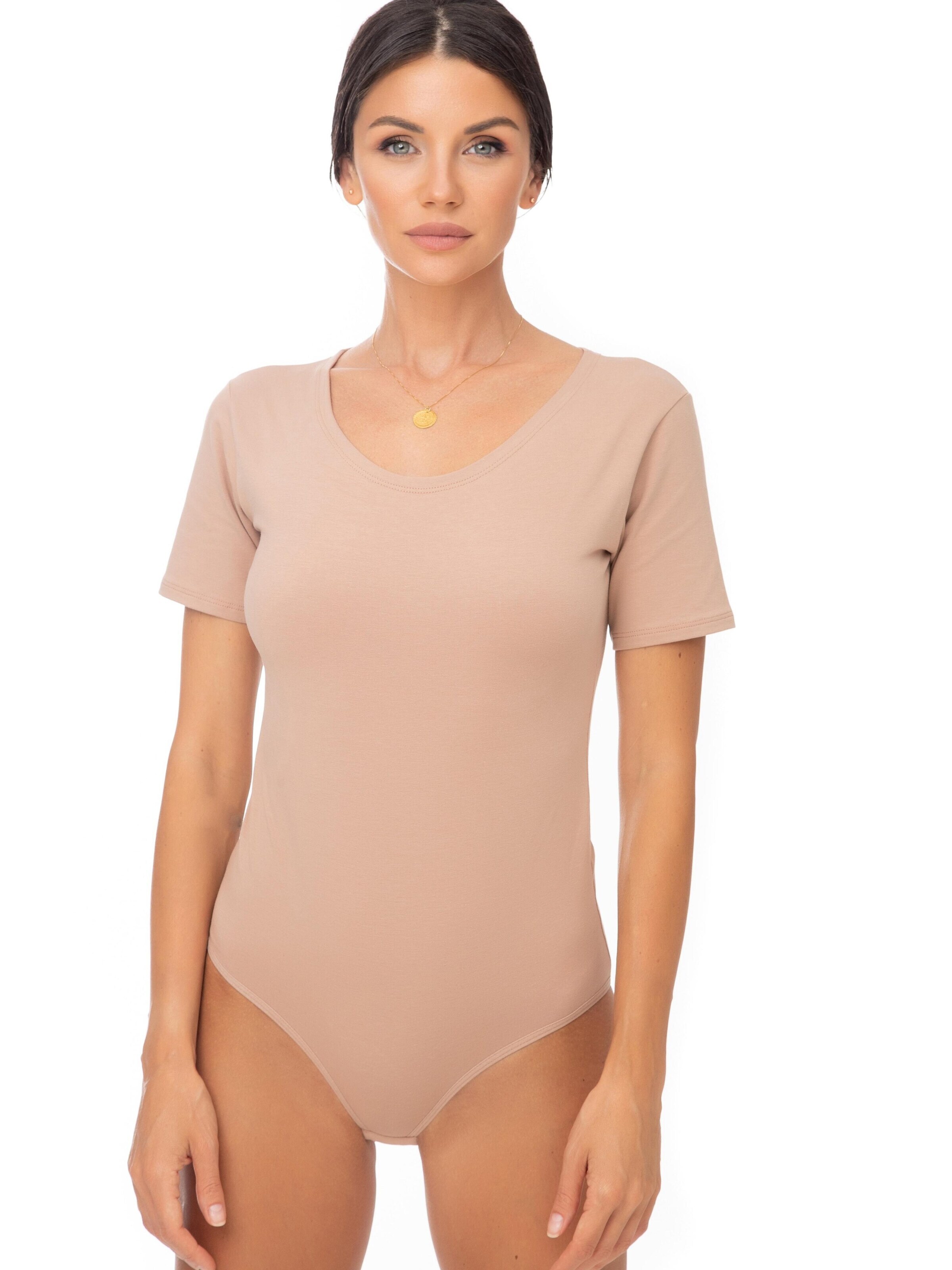 Evoni Bodysuit in Beige: front
