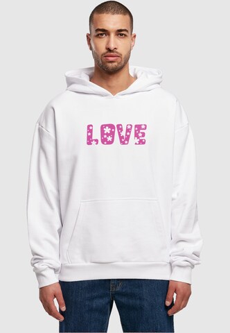 Merchcode Sweatshirt 'Valentines Day - Flowers Love' in Wit: voorkant