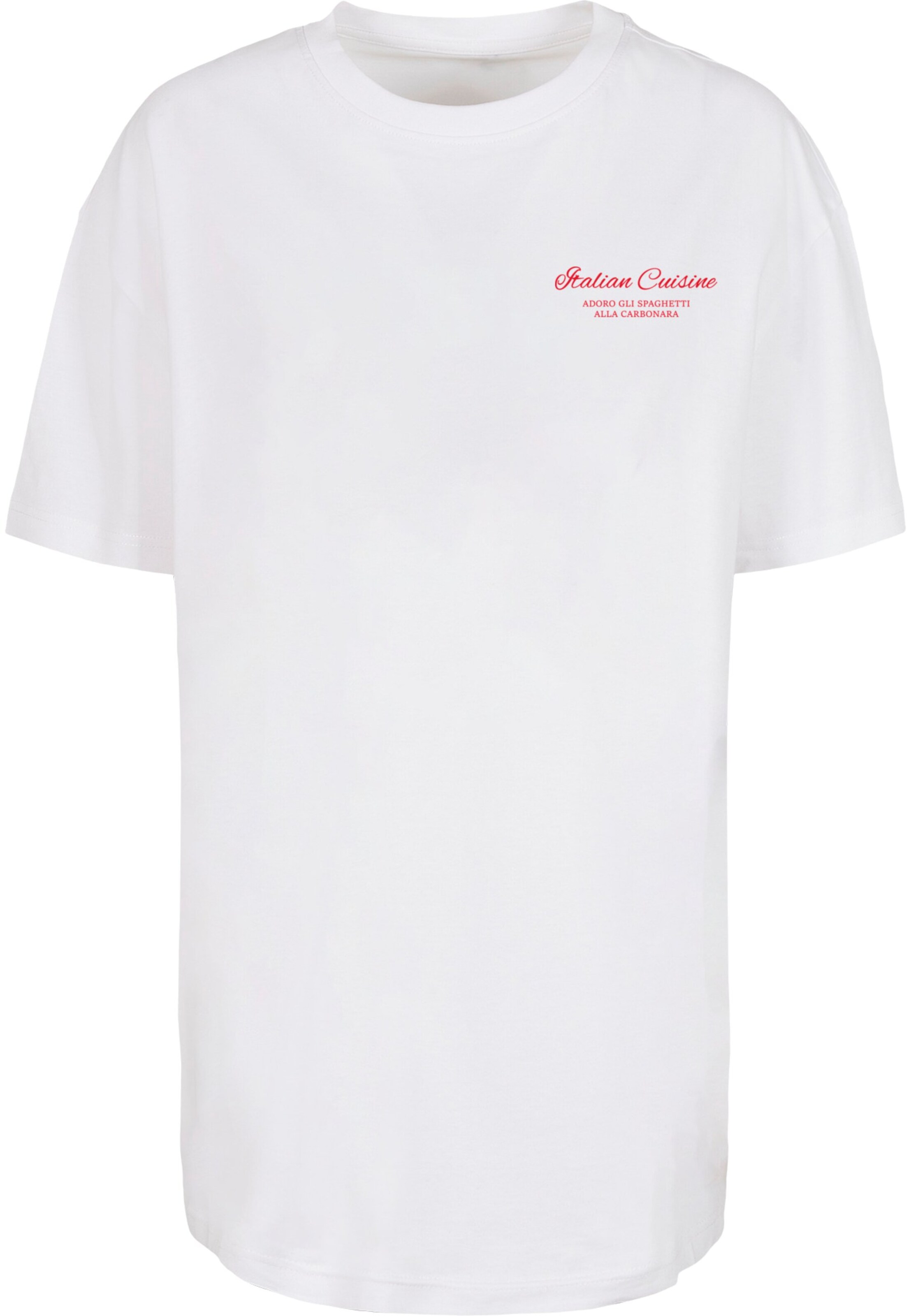 Merchcode Oversized tričko 'Al Dente Per Favore' – bílá: přední strana