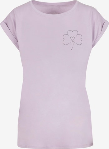 Merchcode T-Shirt 'Spring - Leaf Clover Flower' in Lila: predná strana