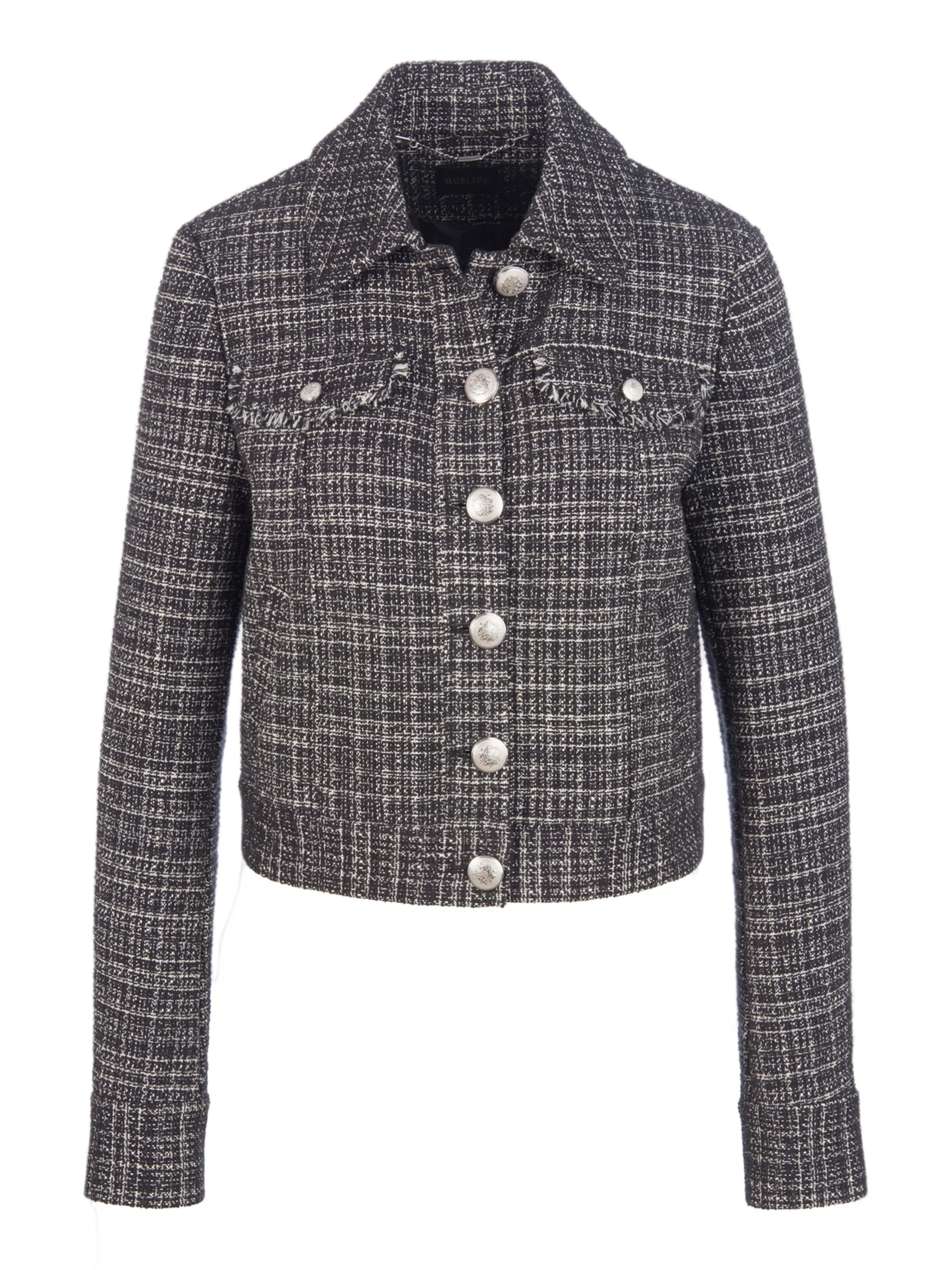 MADELEINE Tussenjas in de kleur Antraciet / Zwart / Wit, Productweergave