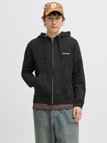 JACK & JONES Sweat jacket 'JORNORREBRO' in Black: front