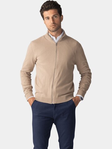 TEESHOPPEN Knit Cardigan in Beige: front