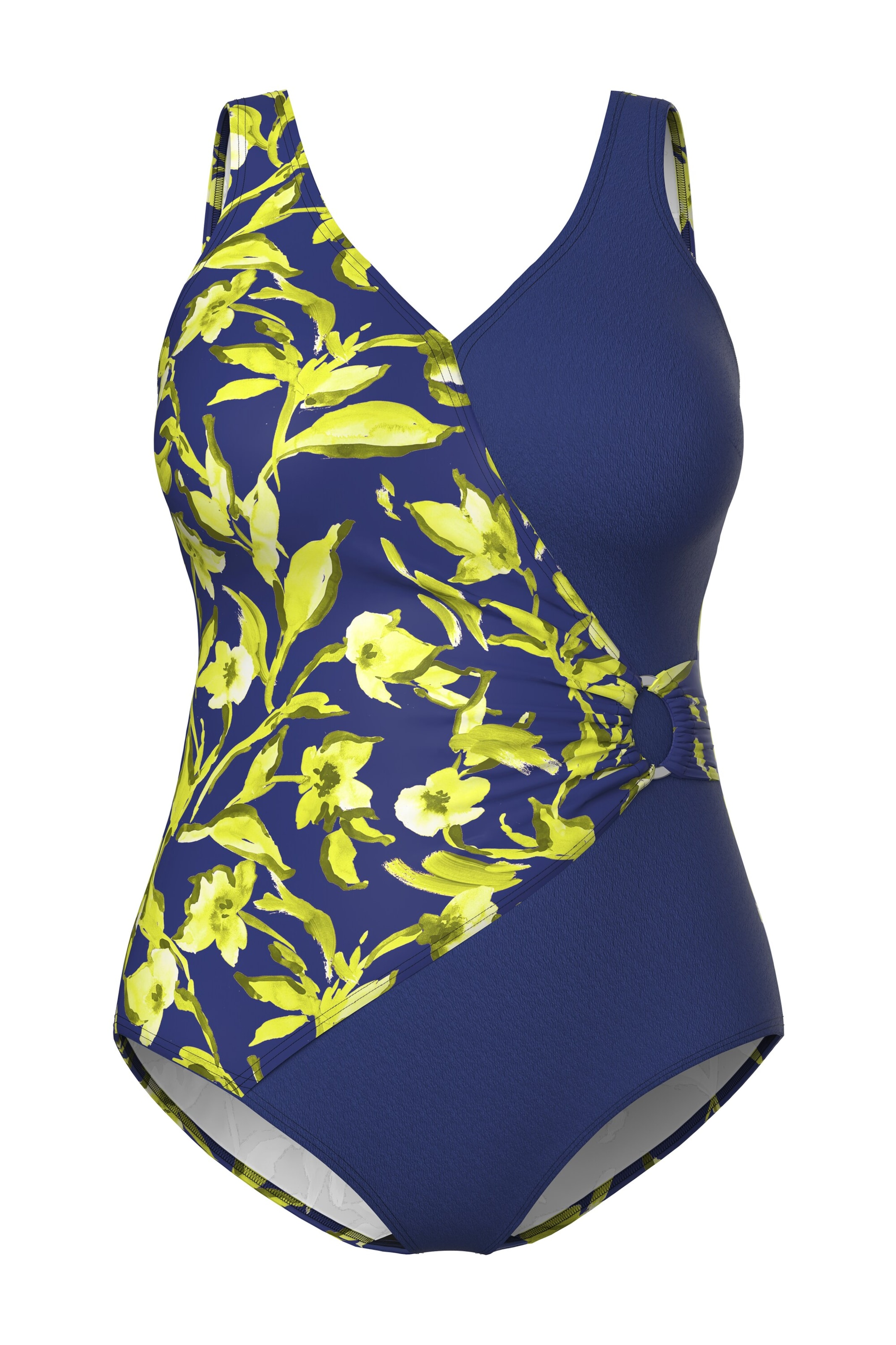 Ulla Popken Bustier Badpak in Blauw: voorkant