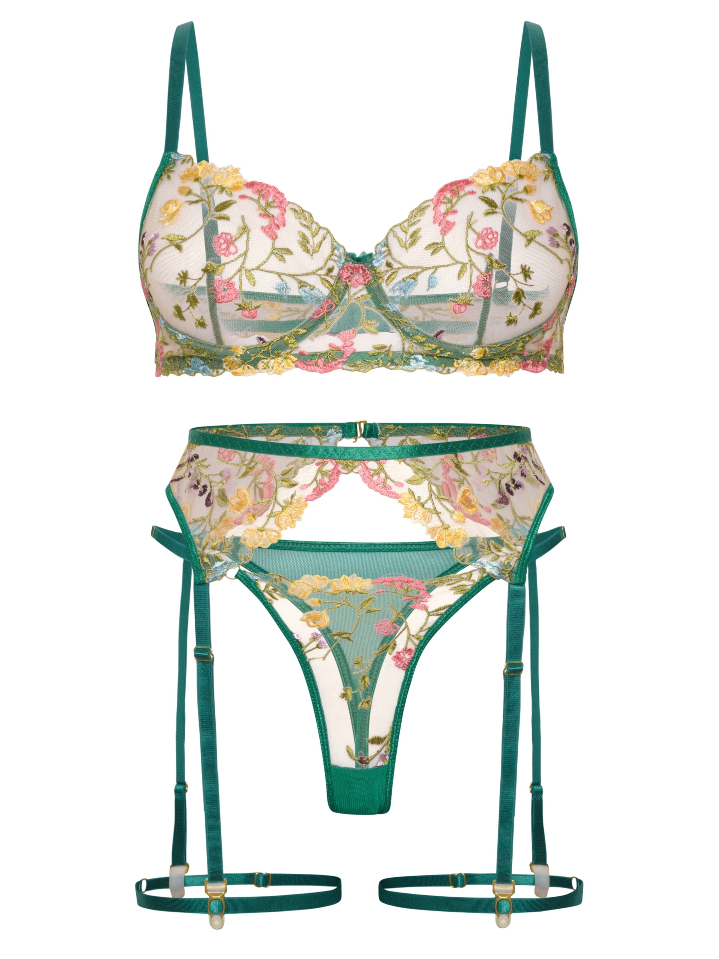 Orchibelle Underwear Sets in Green: front