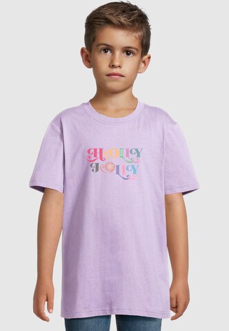 Merchcode T-Shirt 'Christmas Holly Jolly' in Lila: Vorderseite