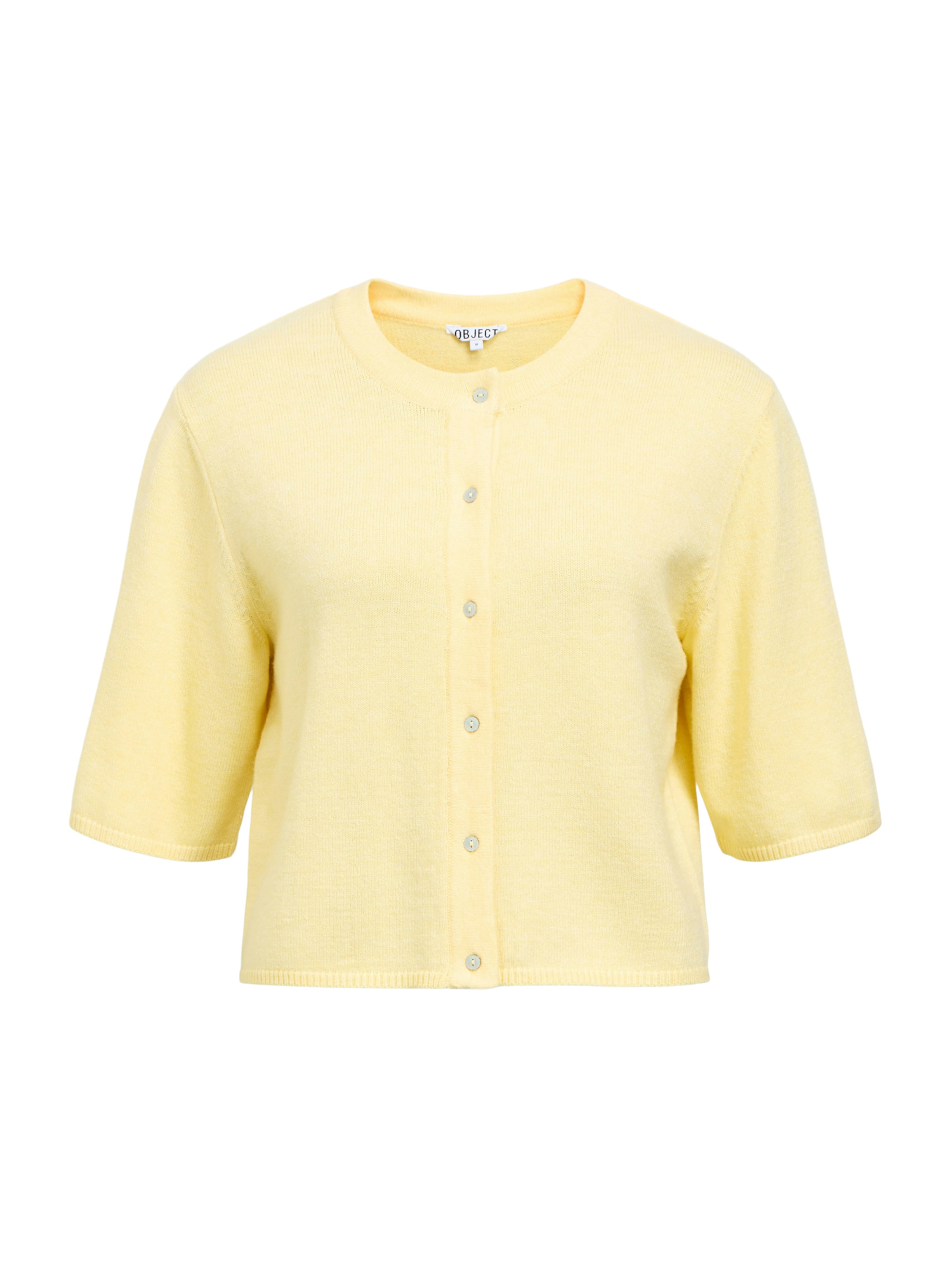 OBJECT Πλεκτή ζακέτα 'OBJTHESS' σε κίτρινο: μπροστά