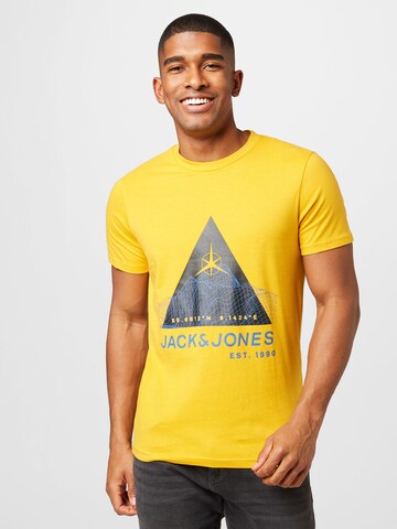 T-Shirt 'MAPPING' JACK & JONES en jaune : devant