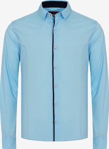 CIPO & BAXX Regular Fit Hemd MARCO mit Kontrast-Saum und Knopfleiste in Blau: predná strana