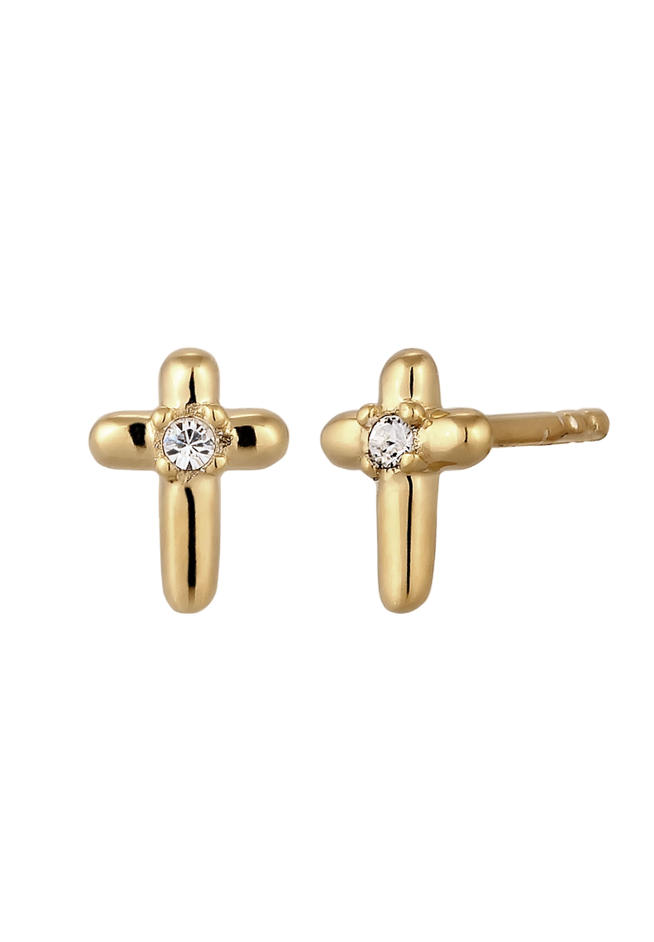 ELLI Ohrringe 'Kreuz' in Gold: Vorderseite