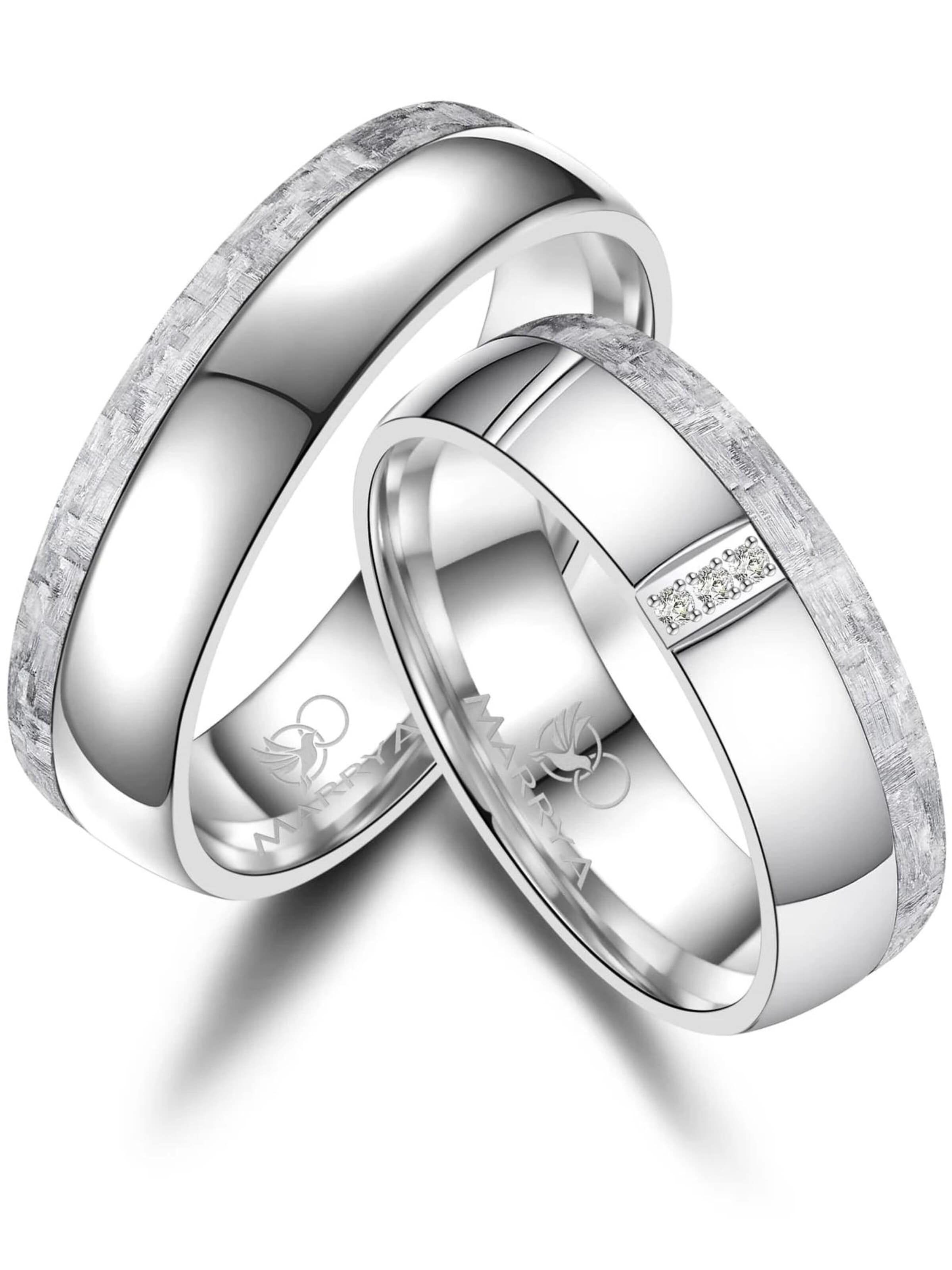 Anello 'MARRYA CA-23 Eheringe aus Carbon' di MARRYA in argento