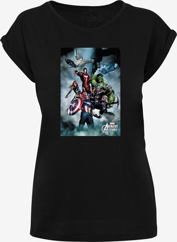 T-shirt 'Avengers Assemble Team Montage' F4NT4STIC en noir : devant