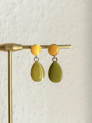 Kamakula Earrings 'Enamel Teardrop' in Yellow
