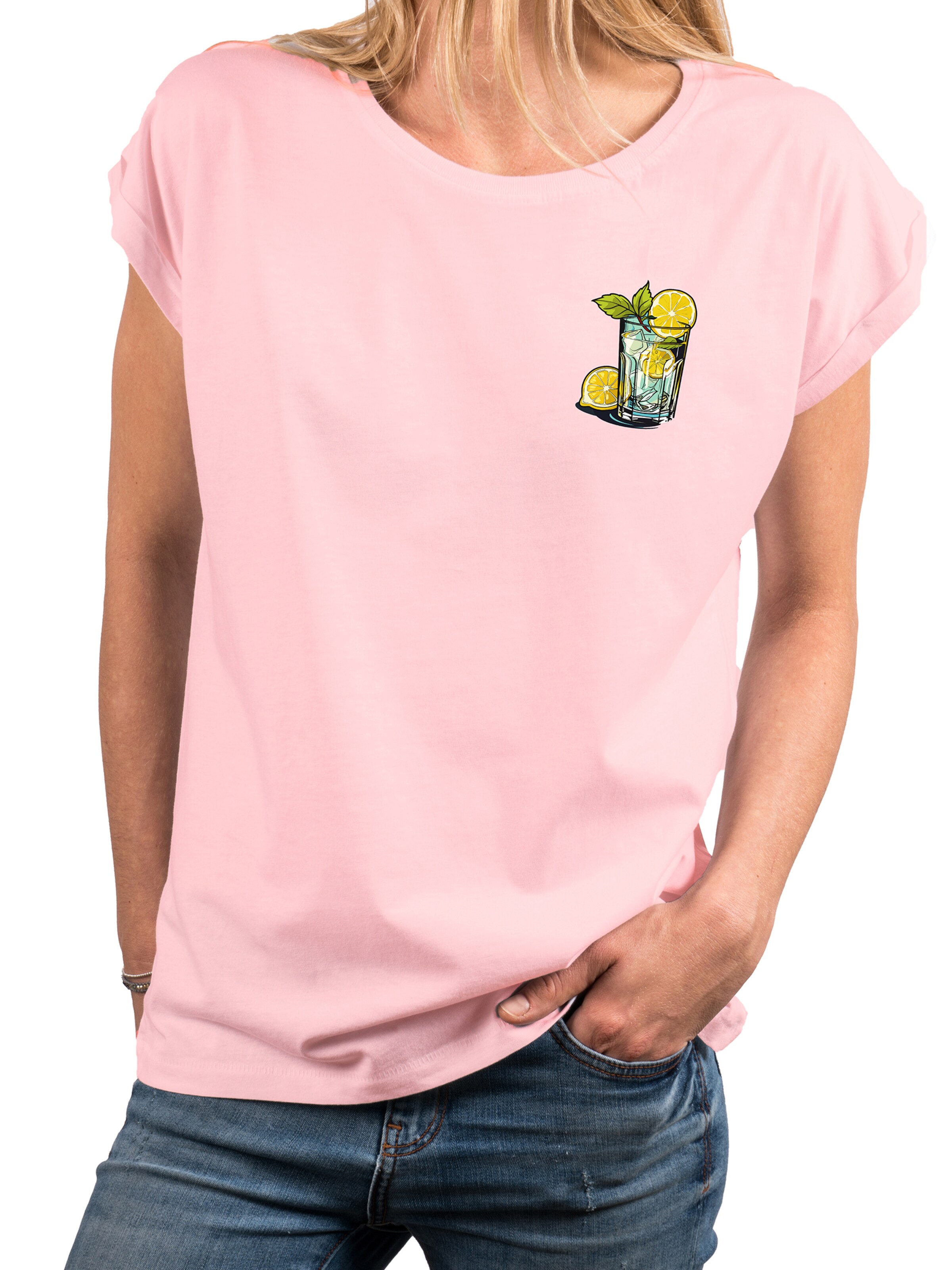 MAKAYA Shirt 'Gin Tonic' in Pink