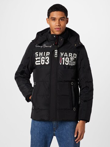 CAMP DAVID Winter Jacket in Black: front