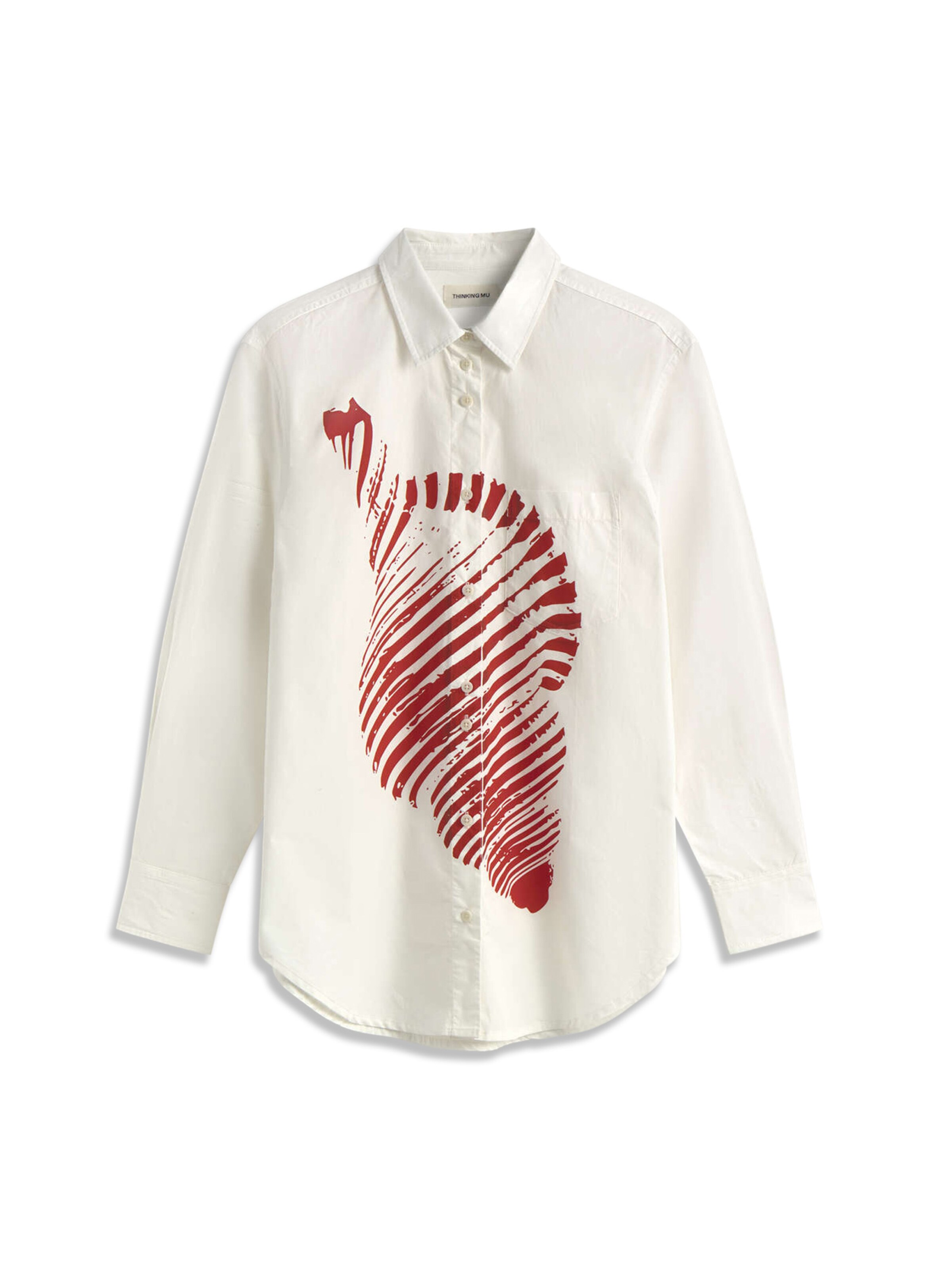 Thinking MU Chemisier 'Odie' en rouge / blanc, Vue avec produit