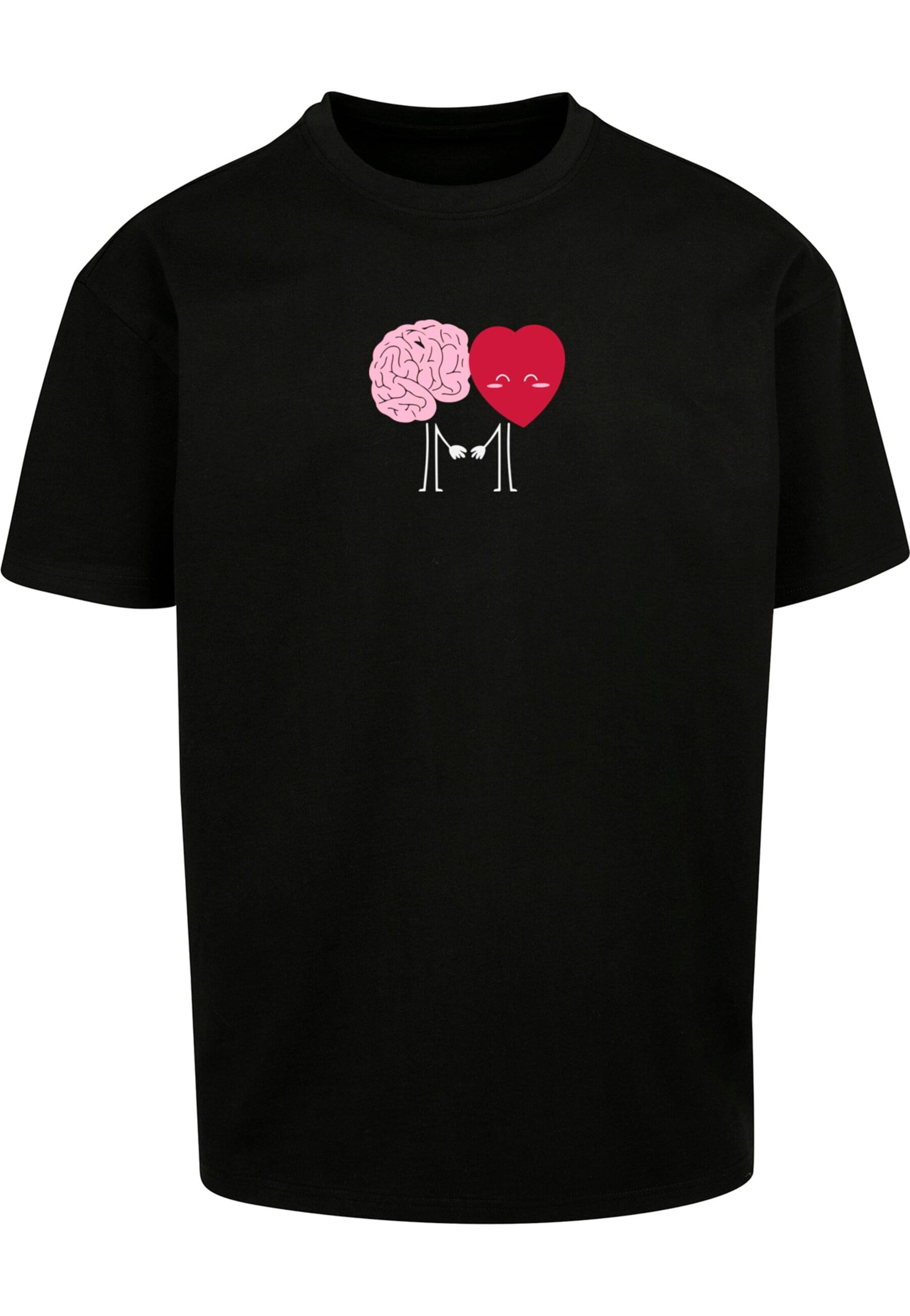 Merchcode Shirt 'Hugs & Love - Emotional Balance' in Zwart: voorkant